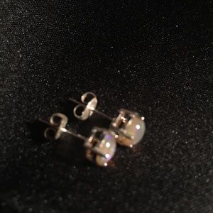 Genuine Opal in Sterling Silver stud earrings